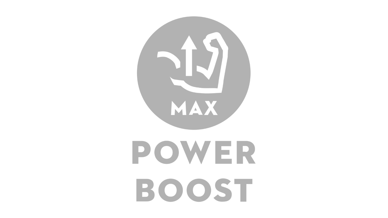 Icono con un brazo en ángulo y una flecha hacia arriba, con las inscripciones «Max» y «Power Boost» debajo 
